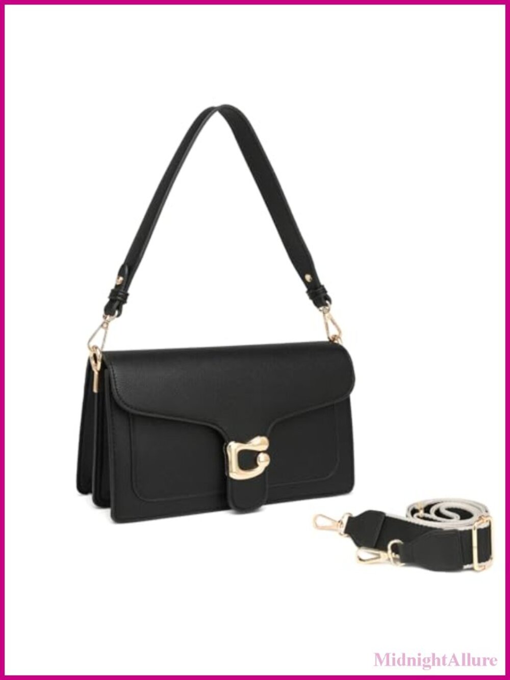 Vegan Leather Crossbody Bag with 2 Detachable Straps